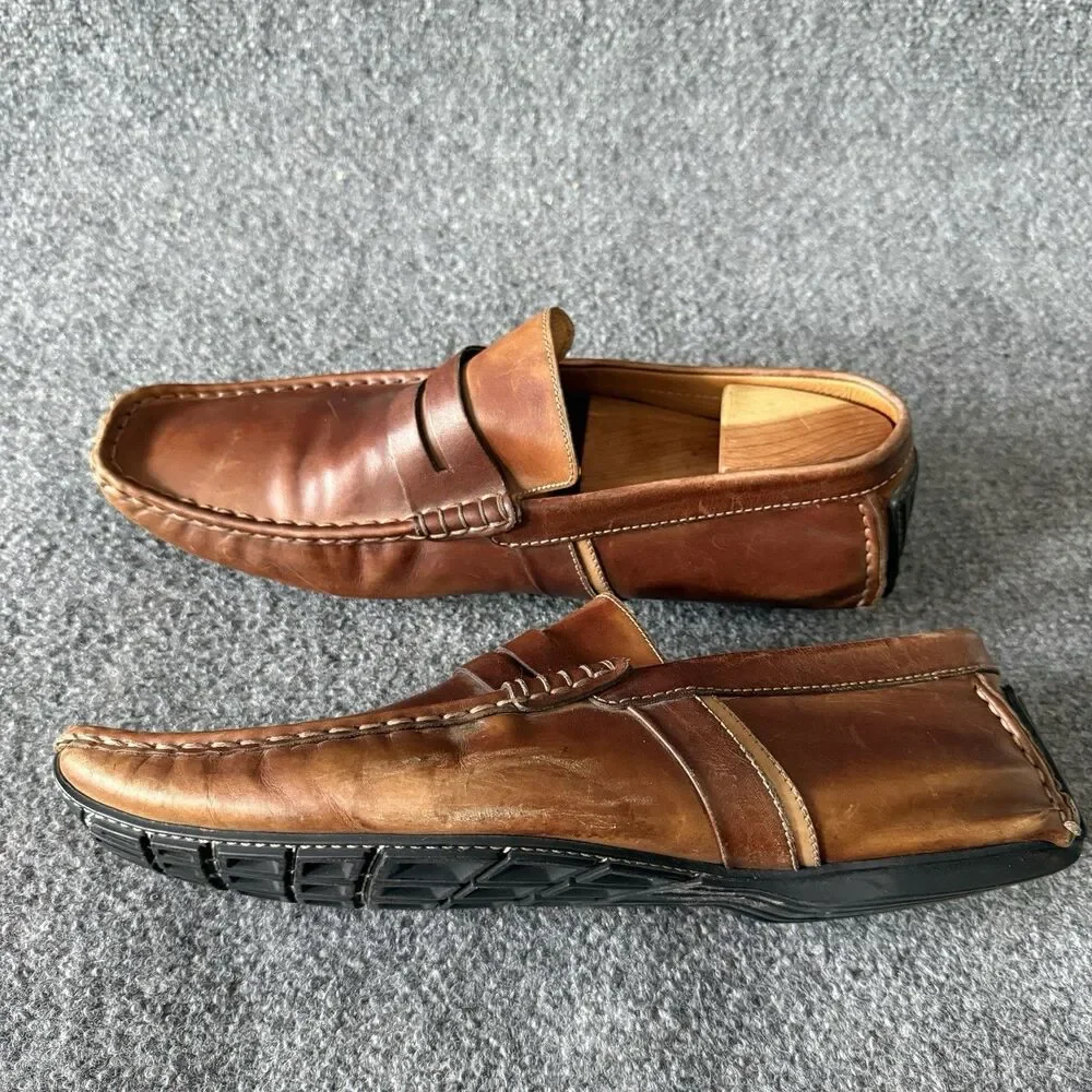 Magnanni Men's Penny Driver Loafers Brown Slip On Driving Moccasins Size 12